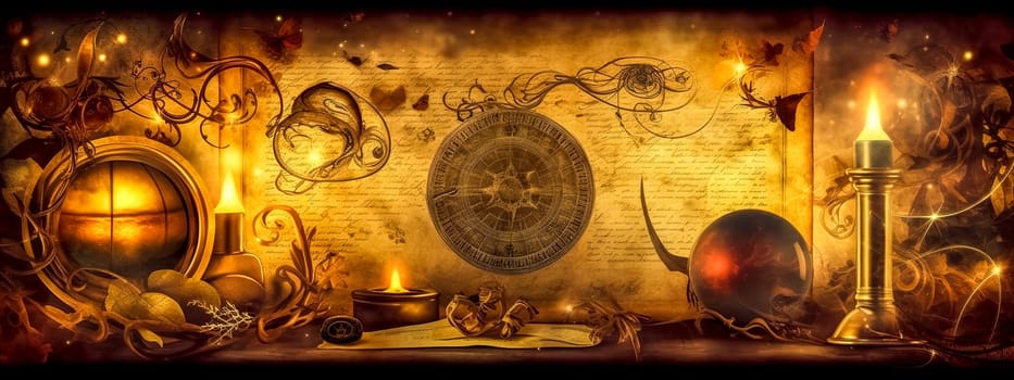 magic abstract esoterica banner, background and wallpaper, made with Generative AI. High quality illustration