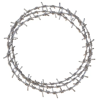 Barbed wire wreath 3D rendering illustration isolated on white background