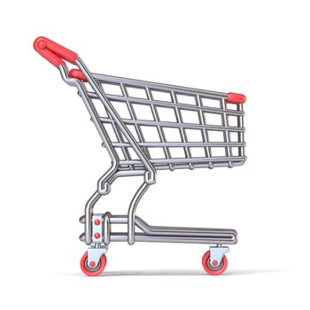 Shopping cart cartoon style Side view 3D rendering illustration isolated on white background