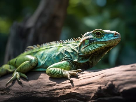green iguana in the forest