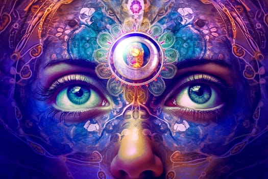 spiritual magical esoteric eye, intuitive vision, made with Generative AI. High quality illustration