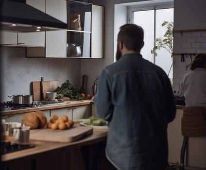 Beautiful young couple preparing a healthy meal together while spending free time at home. Secret ingredient is love. High quality image