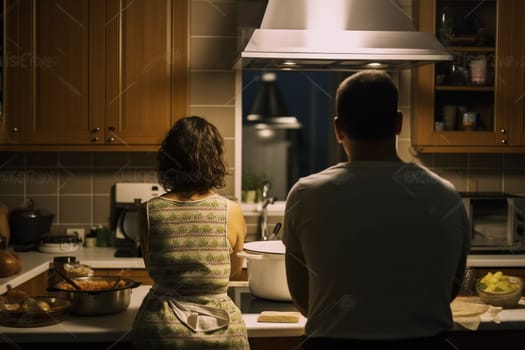 Beautiful young couple preparing a healthy meal together while spending free time at home. Secret ingredient is love. High quality image