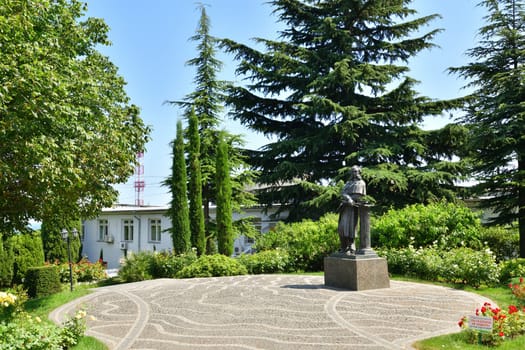 Partenit, Crimea - July 8. 2019. Bronze Monument to the artist Aivazovsky in Park landscape art Aivazovskoe