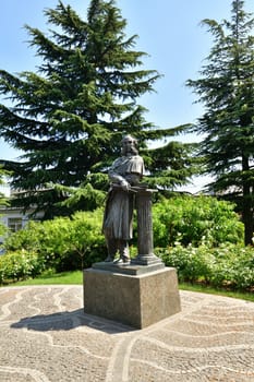 Partenit, Crimea - July 8. 2019. Bronze Monument to the artist Aivazovsky in Park landscape art Aivazovskoe