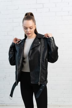 clothing fashion leather zipper style white isolated black casual design clothes background jacket