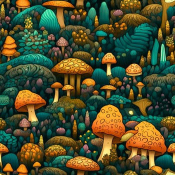 magic forest, seamless texture, made with Generative AI. High quality illustration