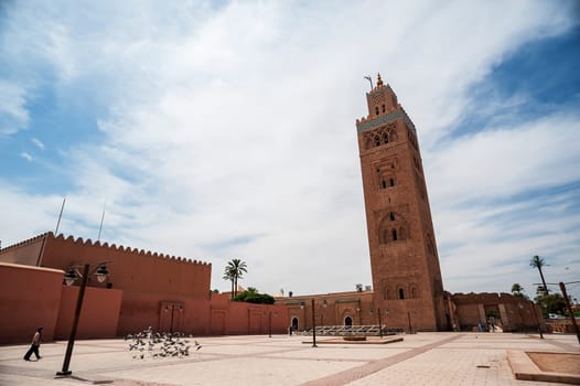 Koutoubia Mosque minaret located at medina quarter of Marrakesh, Morocco