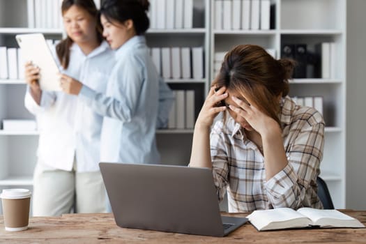 Stress, education and study with woman in library for exhausted, mental health and anxiety in college. Learning, books and exam with girl university student for fatigue, tired and burnout in school.