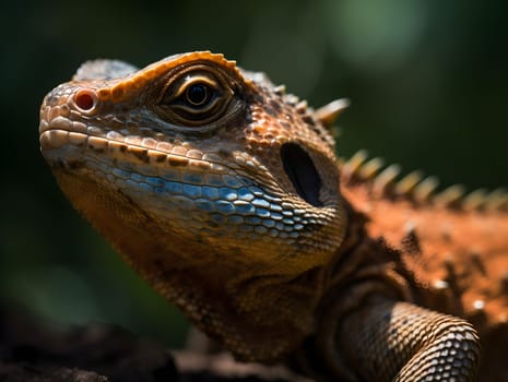 close up of beautiful iguana in the nature
