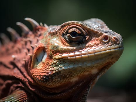 close up of beautiful iguana in the nature