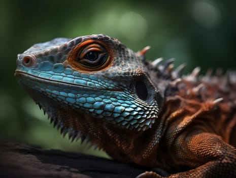 close up of beautiful iguana in the nature