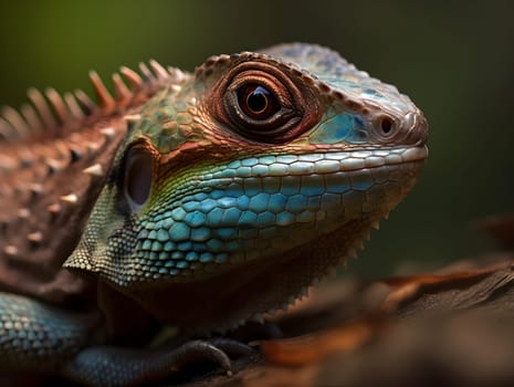 close up of beautiful iguana in the nature