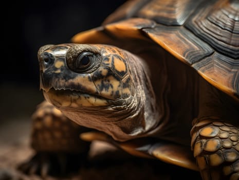 beautiful turtle relaxing on land