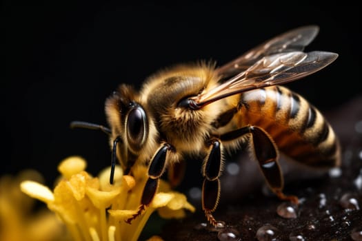 medicine gold closeup natural ai buzz wing bee nature wildlife insect background pollen honeycomb honeybee summer food honey macro detailed yellow. Generative AI.