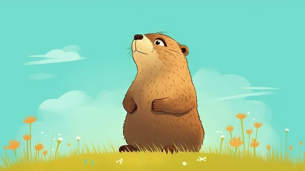 Adorable little cartoon squirrel - generative AI - AI generated