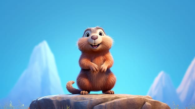 Adorable little cartoon squirrel - generative AI - AI generated