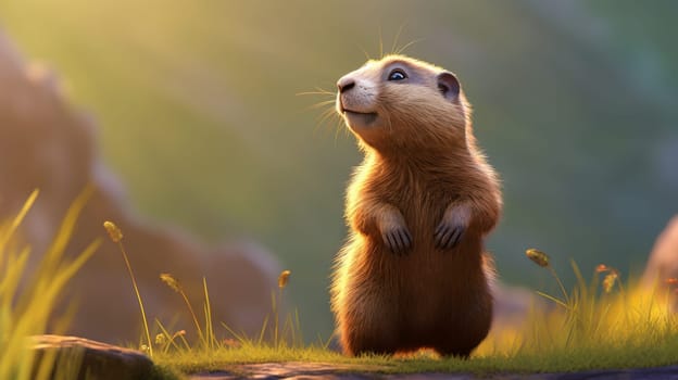 Adorable little cartoon squirrel - generative AI - AI generated