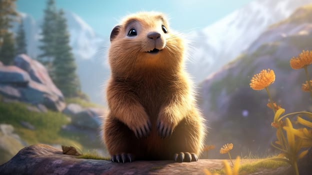 Adorable little cartoon squirrel - generative AI - AI generated