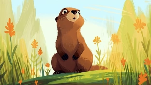 Adorable little cartoon squirrel - generative AI - AI generated