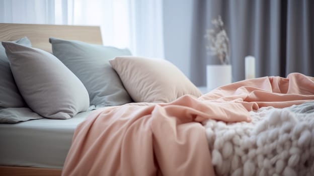 Cozy home bedroom interior - generative AI - AI generated