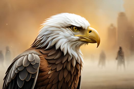 A bald eagle with a black ring in the background. 4th july independence day of us generative ai