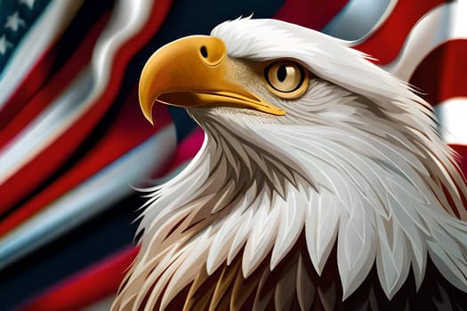 A bald eagle with a black ring in the background. 4th july independence day of us generative ai