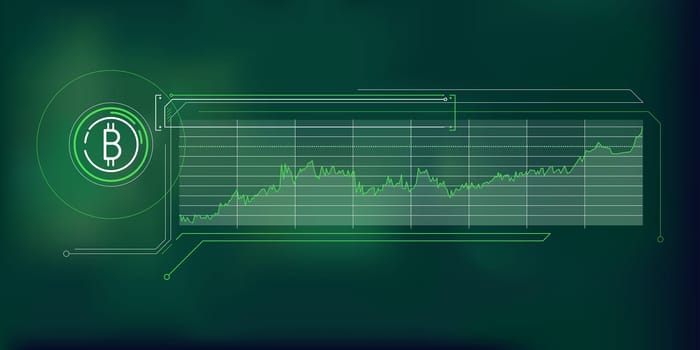 Clean and simple abstract infographic about the growth of the bitcoin price.