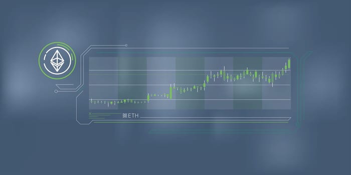 Clean and simple abstract infographic showing the growth of the Ethereum on the stock exchange.