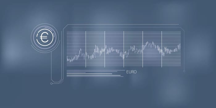 A laconic, simple infographic showing the stability of the euro on the stock exchange.