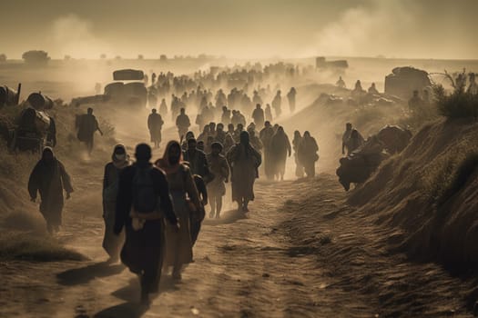 Refugee. Due to war, climate change, and global political issues, the refugee problem is gaining momentum. Hungry children, migrate to Europe, humanitarian demographic catastrophe. Crisis.