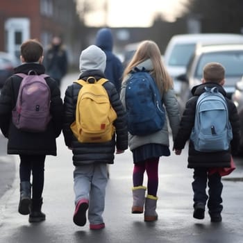Group of kids going to school together.