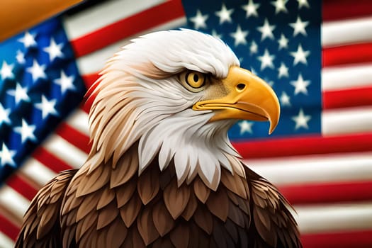 A bald eagle with a black ring in the background. 4th july independence day of us generative ai