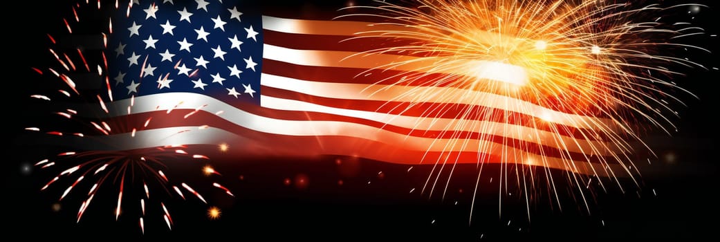 4th of july fireworks usa. banner