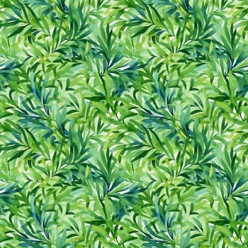 Seamless pattern: watercolor grass green lawn. Repeating leaf pattern. Realistic drawing. AI