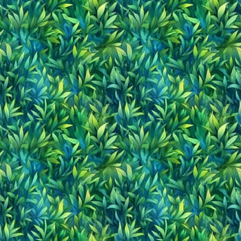 Seamless pattern: watercolor grass green lawn. Repeating leaf pattern. Realistic drawing. AI