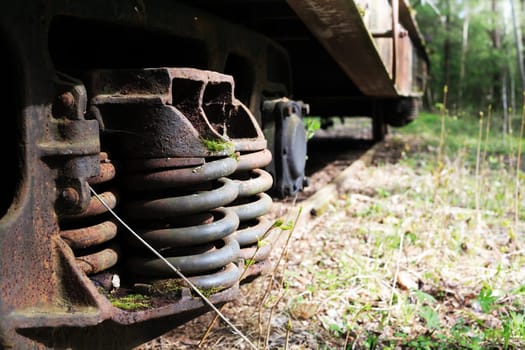 An abandoned old railway in the middle of the forest