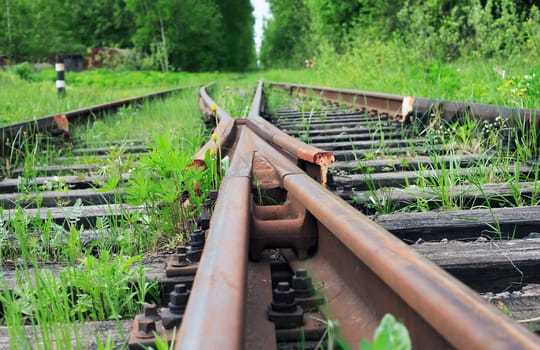 An abandoned old railway in the middle of the forest