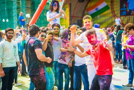 Khakiv, Ukraine - 19 May 2018: Holi color fest celebrating in Park