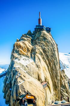 Station on top of mountain in Chamonix region