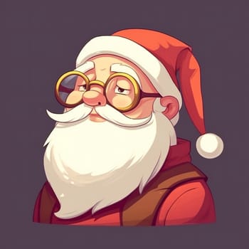 Santa Claus Portrait Illustration, Christmas Art, Isolated serious