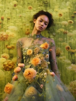 Floral couture photography, dream and fashion concept - generative AI, AI generated