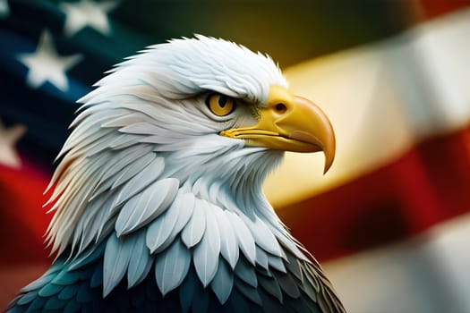 A bald eagle with a black ring in the background. 4th july independence day of us generative ai