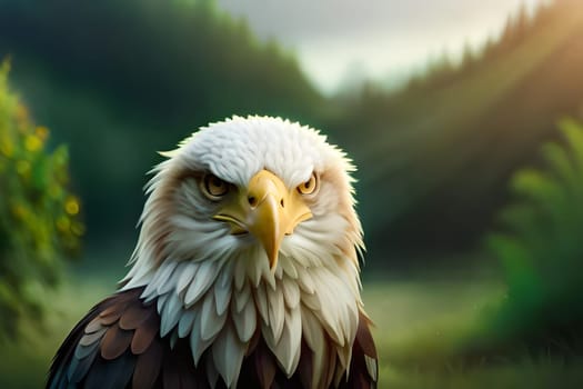 A bald eagle with a black ring in the background. 4th july independence day of us generative ai