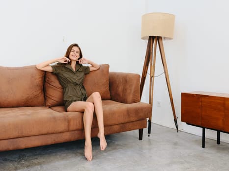 A person sitting in a living room. High quality photo