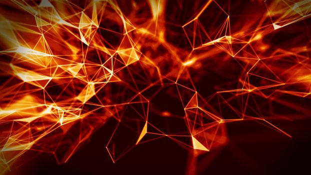 Abstract Fire red Geometrical Background ..Futuristic technology style. Neon Sign . Futuristic Technology HUD Element . Elegant Abstract background . Big data .