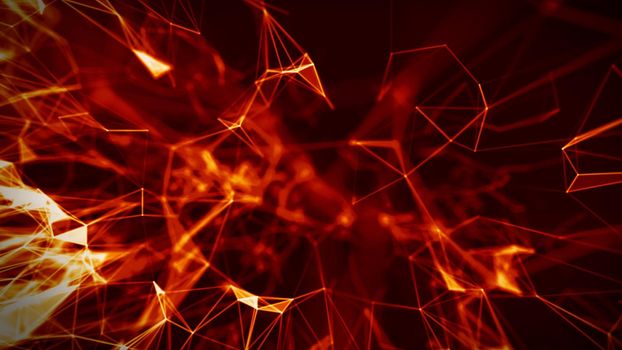 Abstract Fire red Geometrical Background ..Futuristic technology style. Neon Sign . Futuristic Technology HUD Element . Elegant Abstract background . Big data .