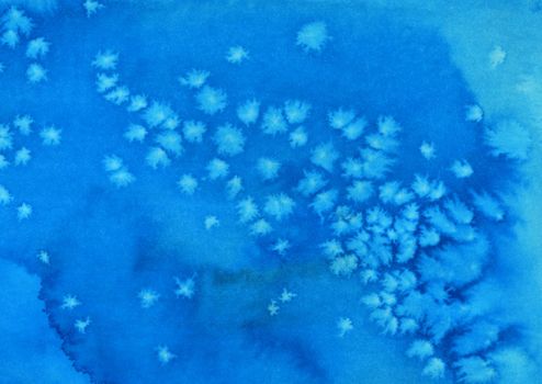 Abstract blue background texture. Made with water ink and salt. Watery image