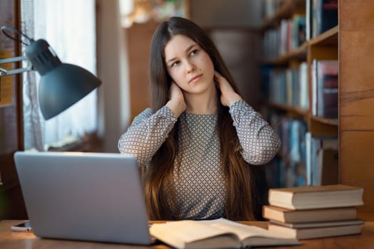 Girl loaded with tasks, too much brainwork and not moving, neck pain