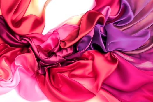 The Texture of the Silk or Satin Fabric of Pink-Red-Magenta-Purple Colors, Horizontal Background Illustration for Banner, Wallpaper, Poster, Cover. Generative AI.